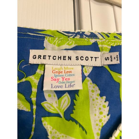 Gretchen Scott Green Blue Short Sleeve Fling Fantasy Glorious Dress Sz S - Picture 3 of 5